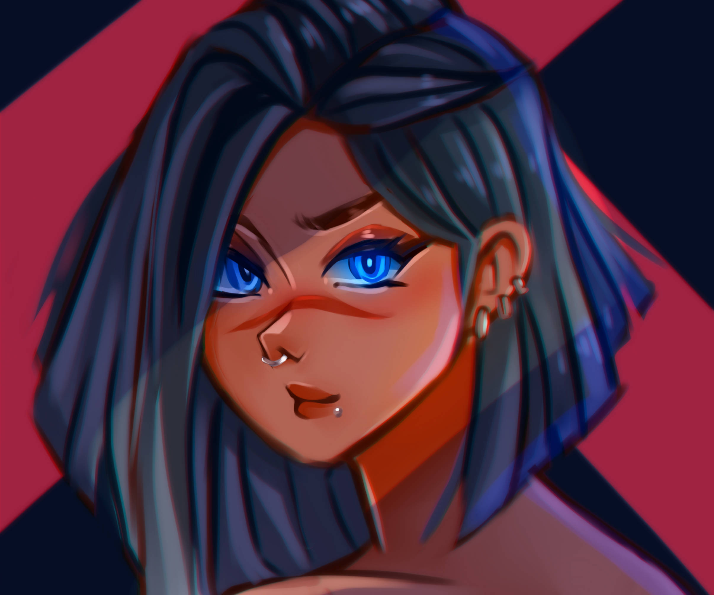 Valorant Fade, blue eyes, black hair, Full HD Desktop Wallpaper