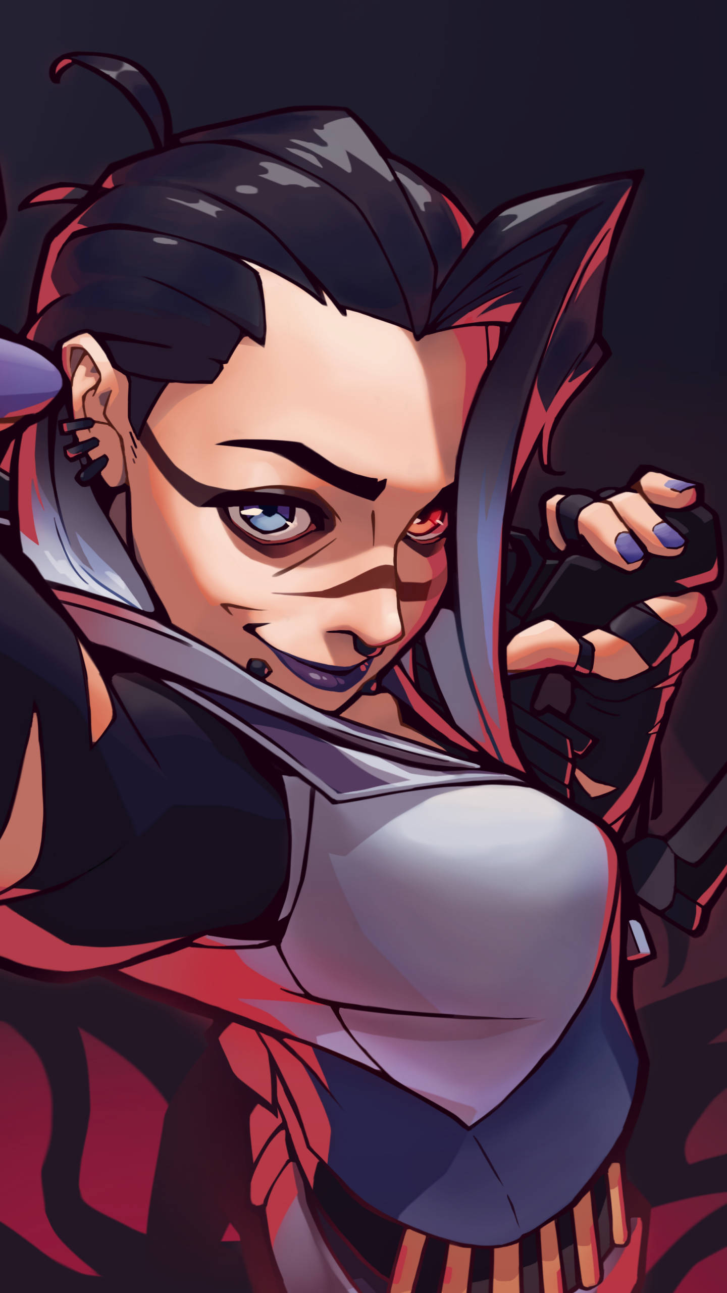 Valorant Fade, anime character, mismatched eyes, 2K Phone Wallpaper
