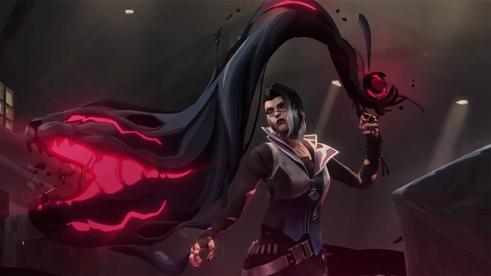 Fade, Valorant, glowing red serpent-like weapon, HD Desktop Wallpaper