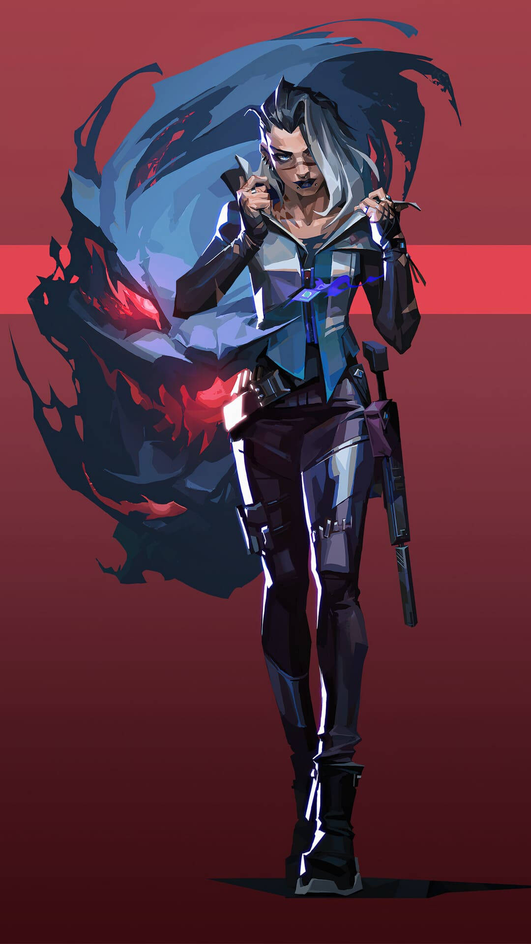Valorant Fade, silver hair, glowing eyes, Full HD Phone Wallpaper