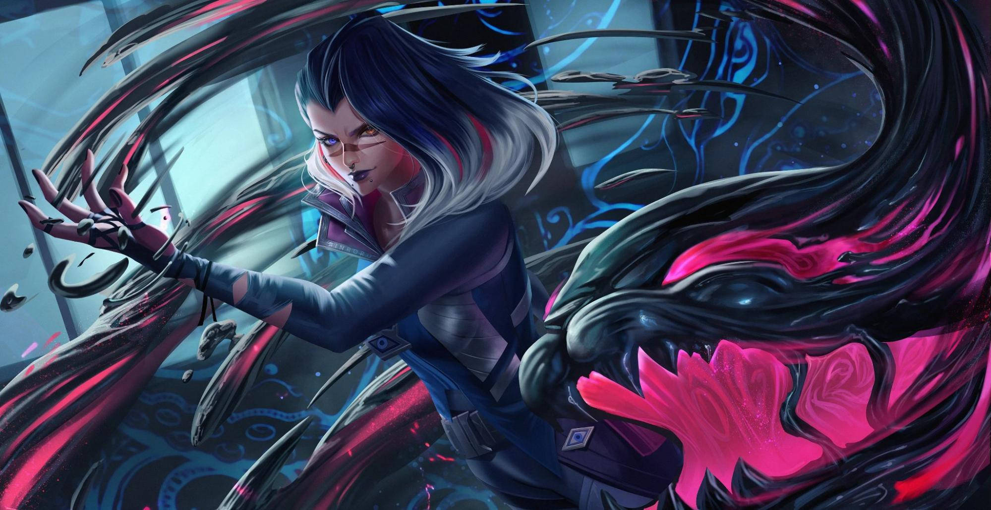 Valorant Fade, dark hair, glowing eyes, Full HD Desktop Wallpaper