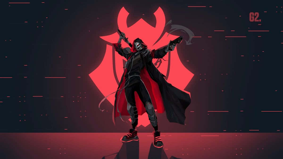 Valorant Ignition, anime warrior, black and red cloak, SD Desktop Wallpaper