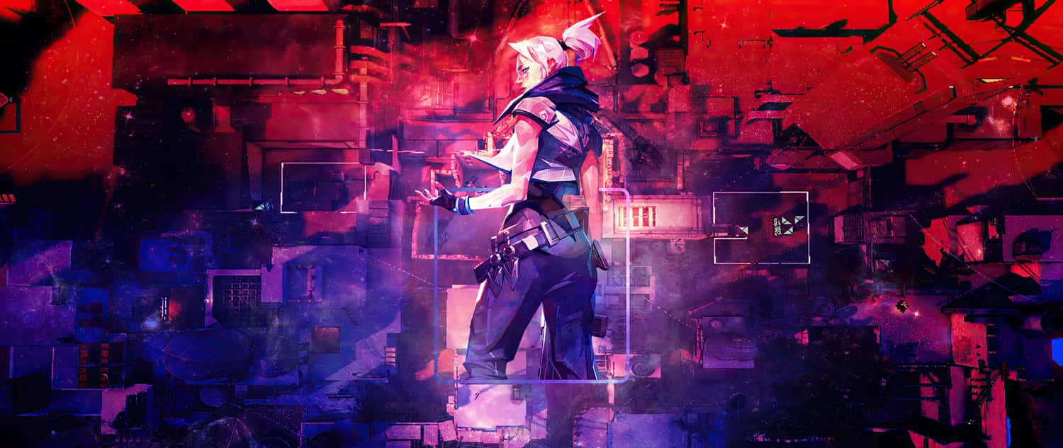 Valorant Ignition, cyberpunk anime character, white hair, HD Desktop Wallpaper