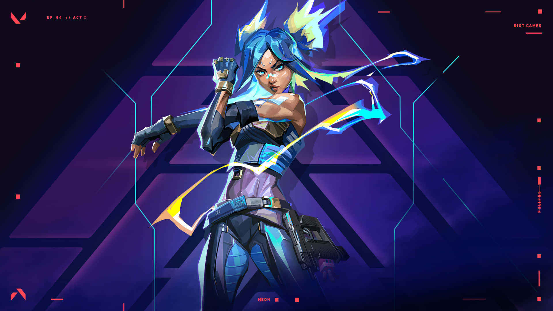 Valorant Ignition, blue-haired female warrior, futuristic armor, Full HD Desktop Wallpaper