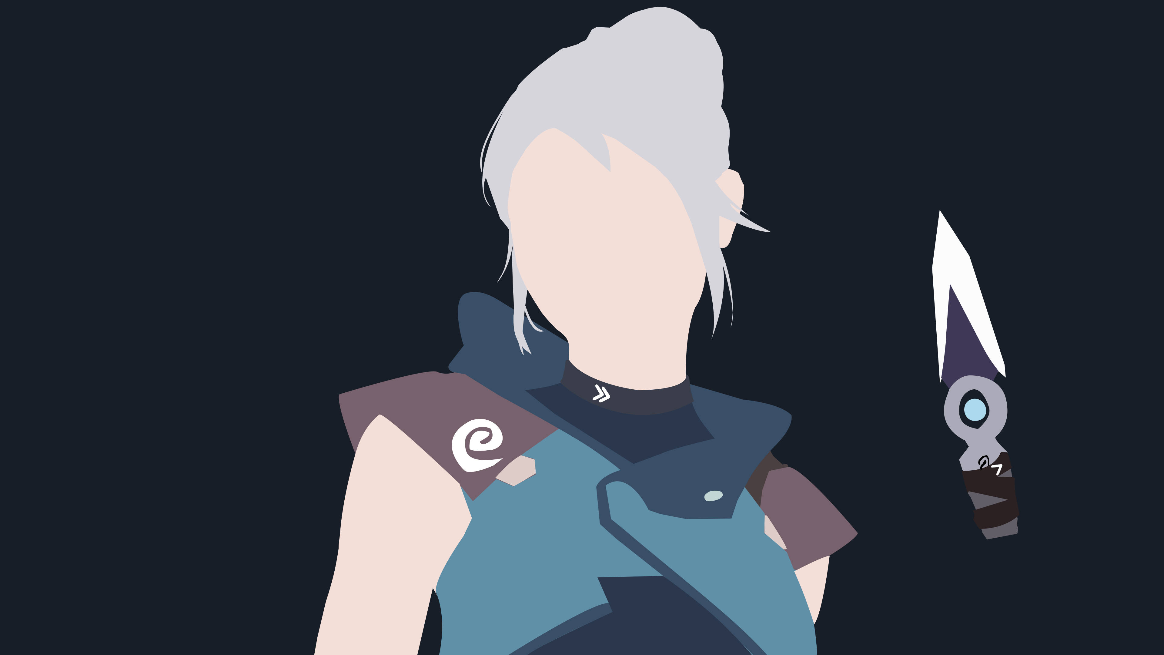 Valorant Jett, white hair, futuristic blade, 4K Desktop Wallpaper