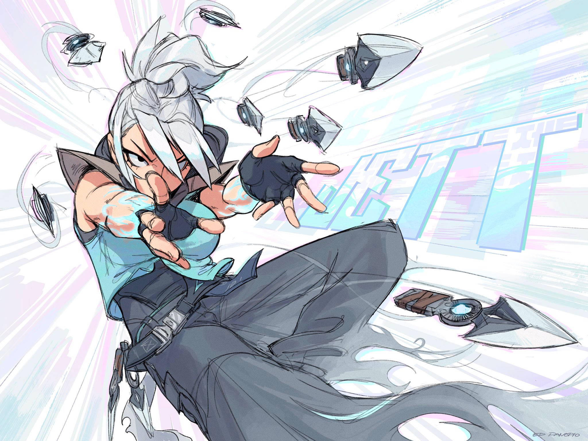 Valorant Jett, ultimate ability, white hair, Full HD Desktop Wallpaper