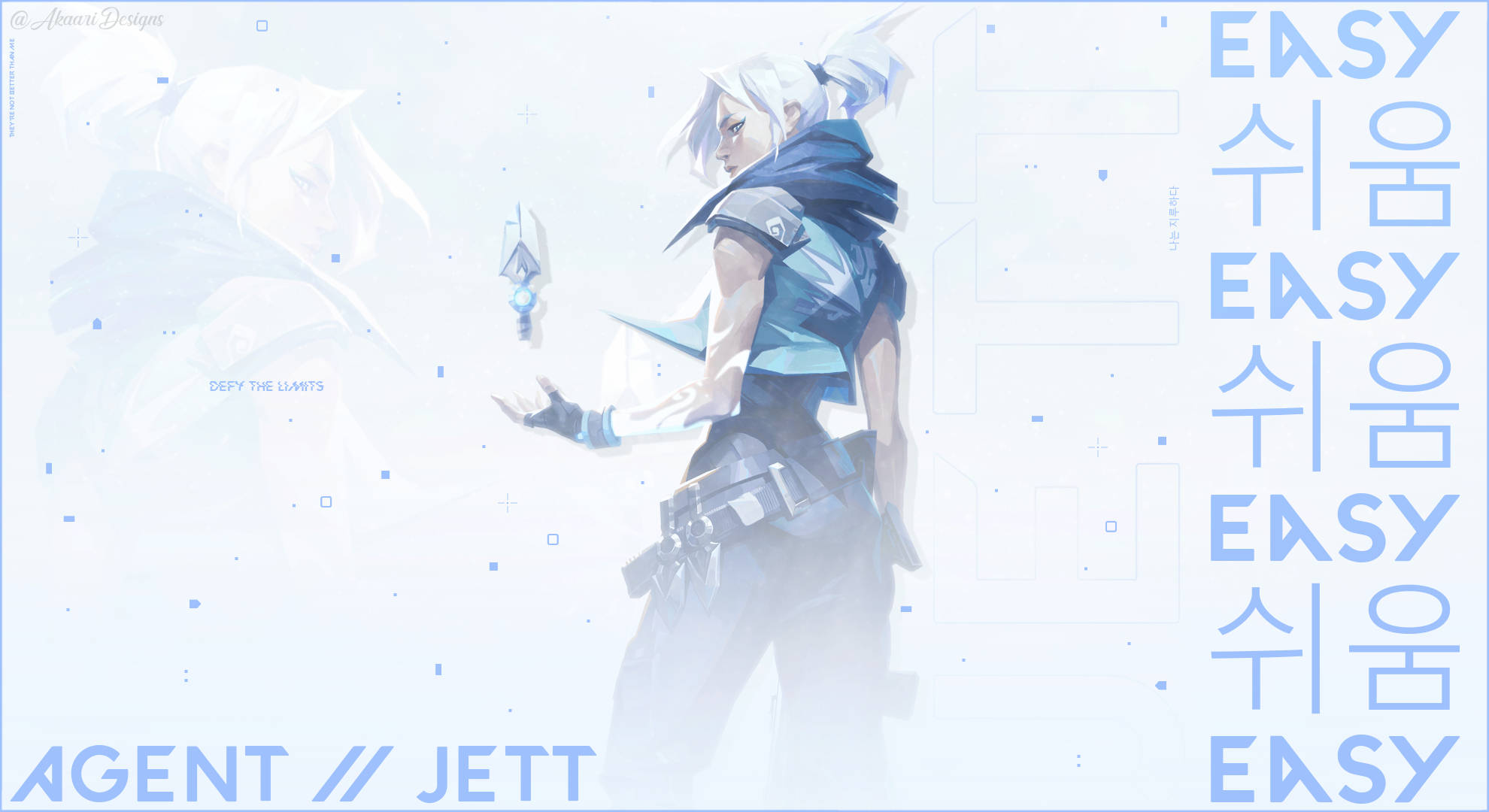 Valorant Jett, Korean white-themed, white hair, Full HD Desktop Wallpaper