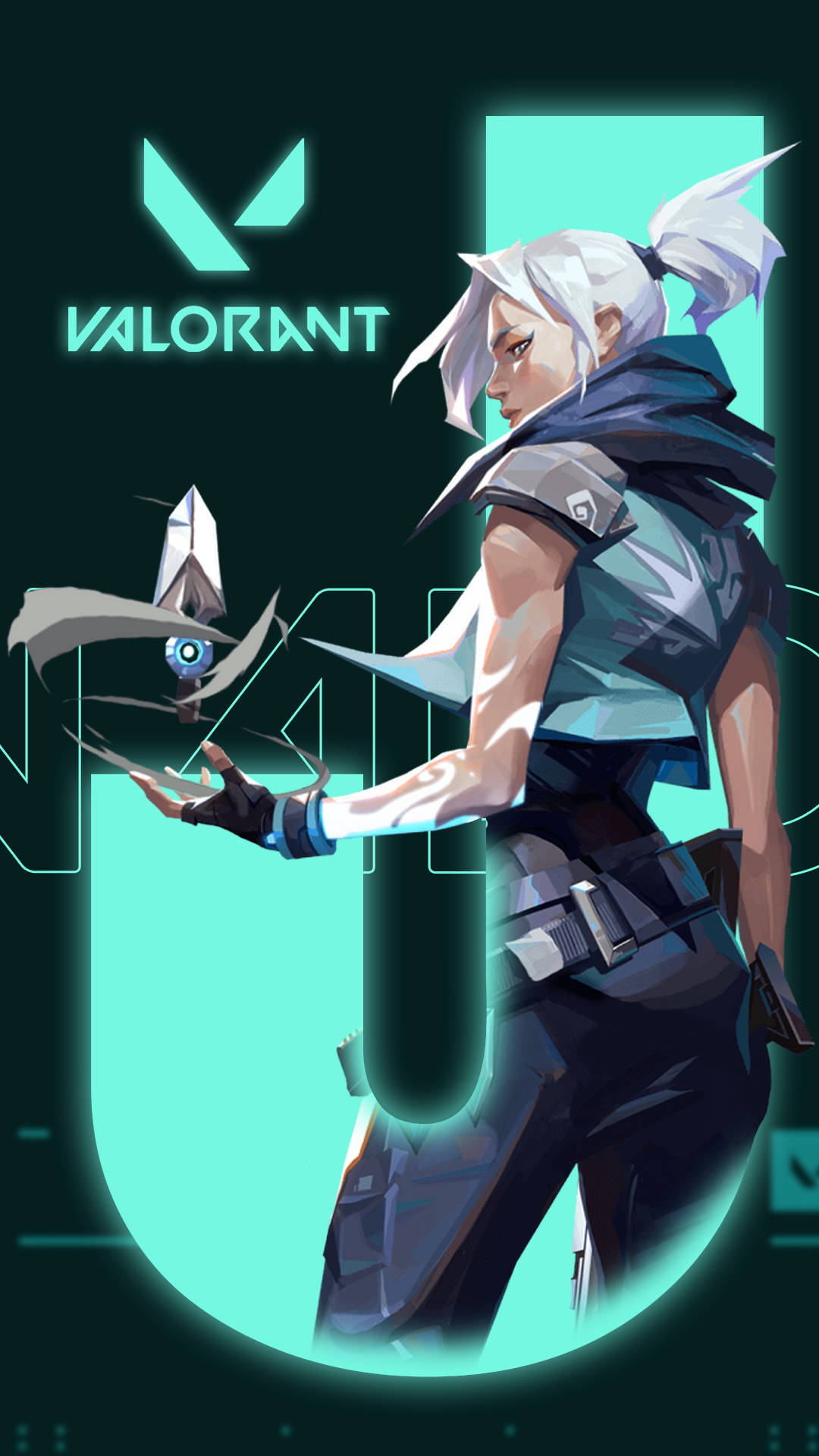 Valorant Jett, white hair, futuristic gear, Full HD Phone Wallpaper