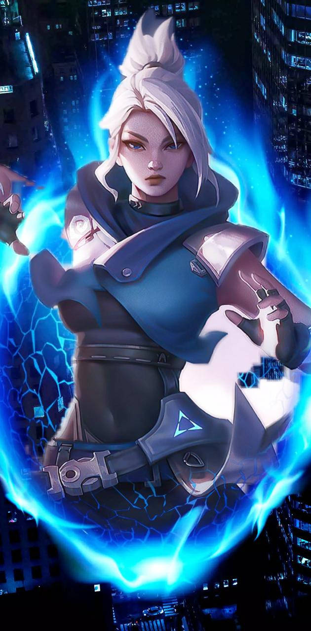 Valorant Jett, glowing blue aura, white hair, HD Phone Wallpaper