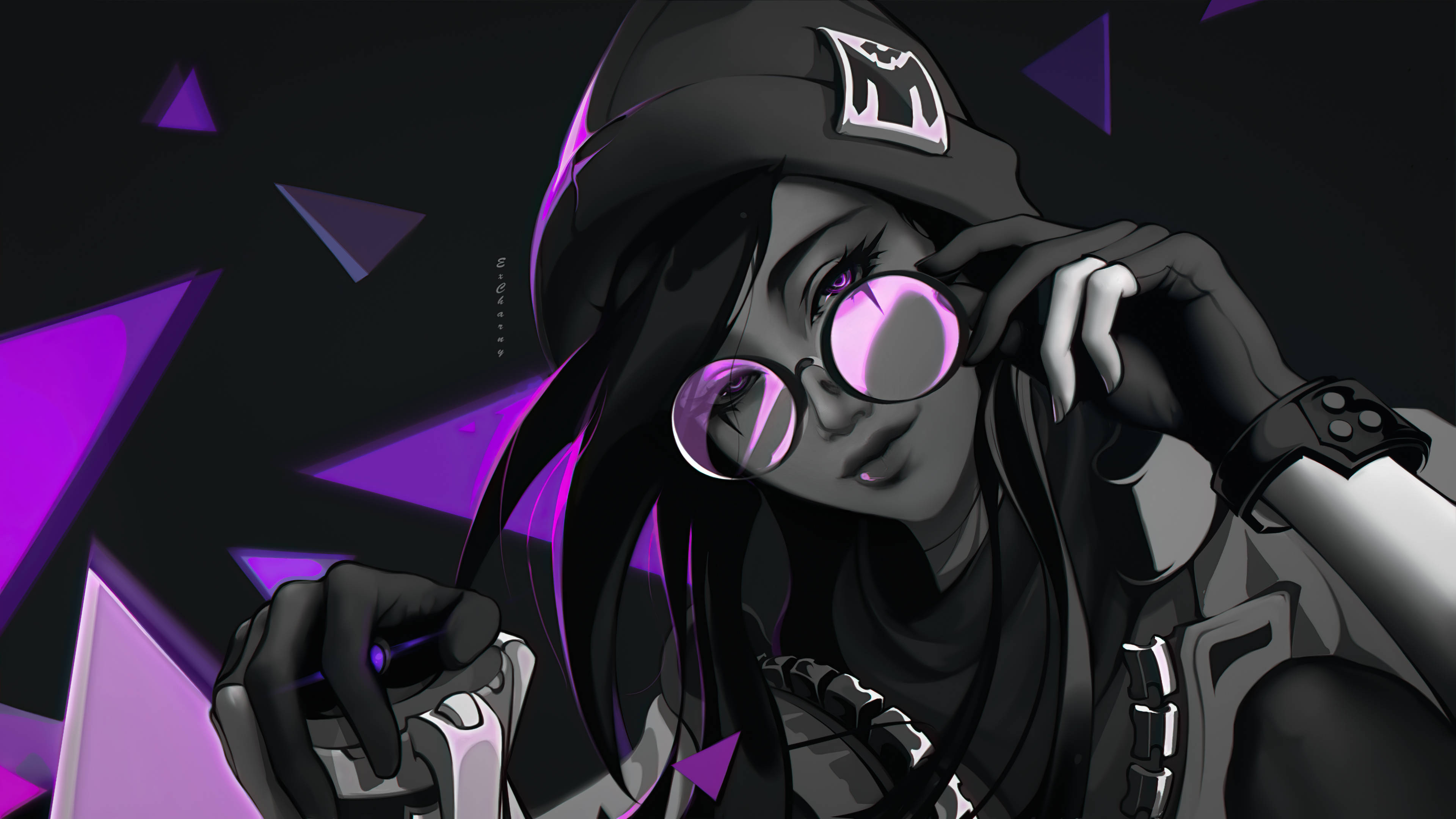 Reyna, purple glowing eyes, hoodie, 4K Desktop Wallpaper