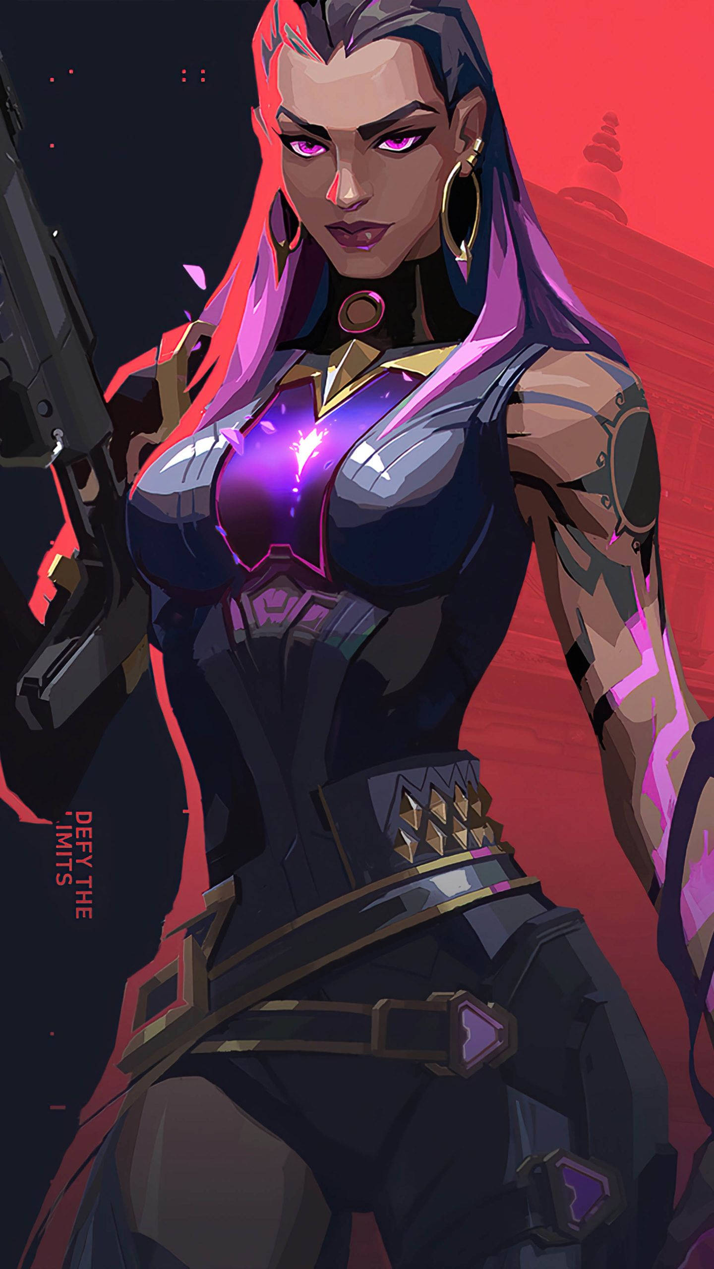 Valorant, Reyna, glowing purple eyes, 2K Phone Wallpaper