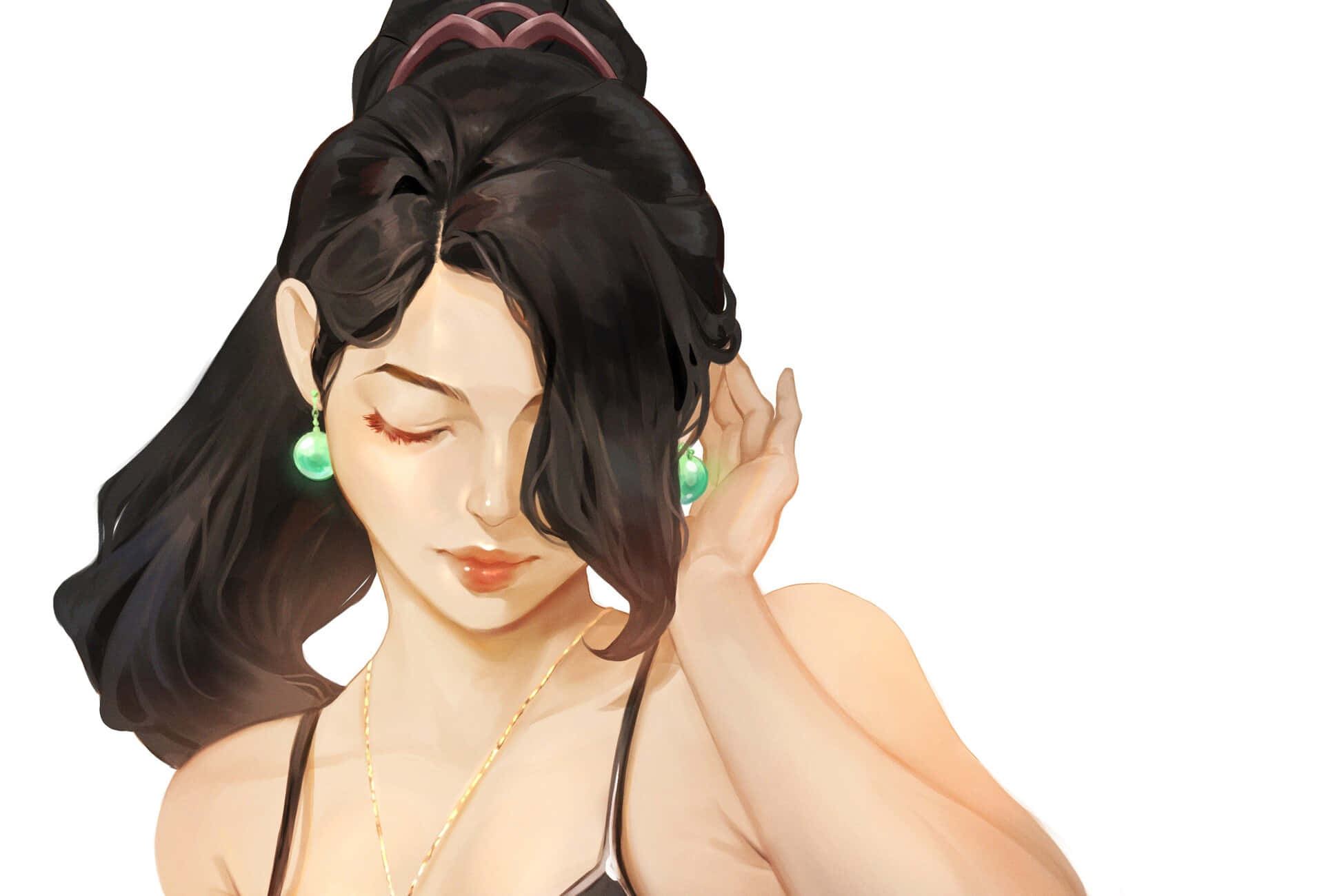 Valorant Sage, anime-style woman, dark hair, Full HD Desktop Wallpaper