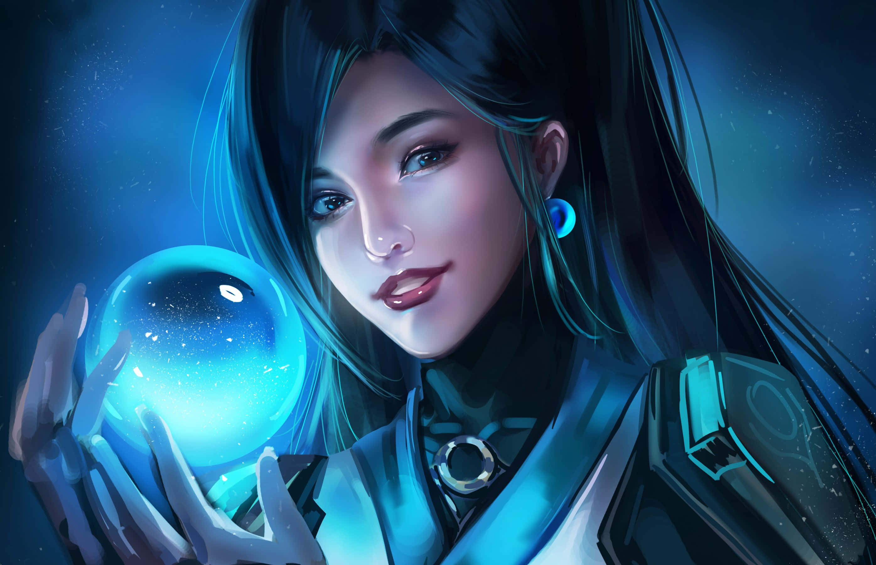 Valorant, Sage, glowing blue crystal ball, 2K Desktop Wallpaper