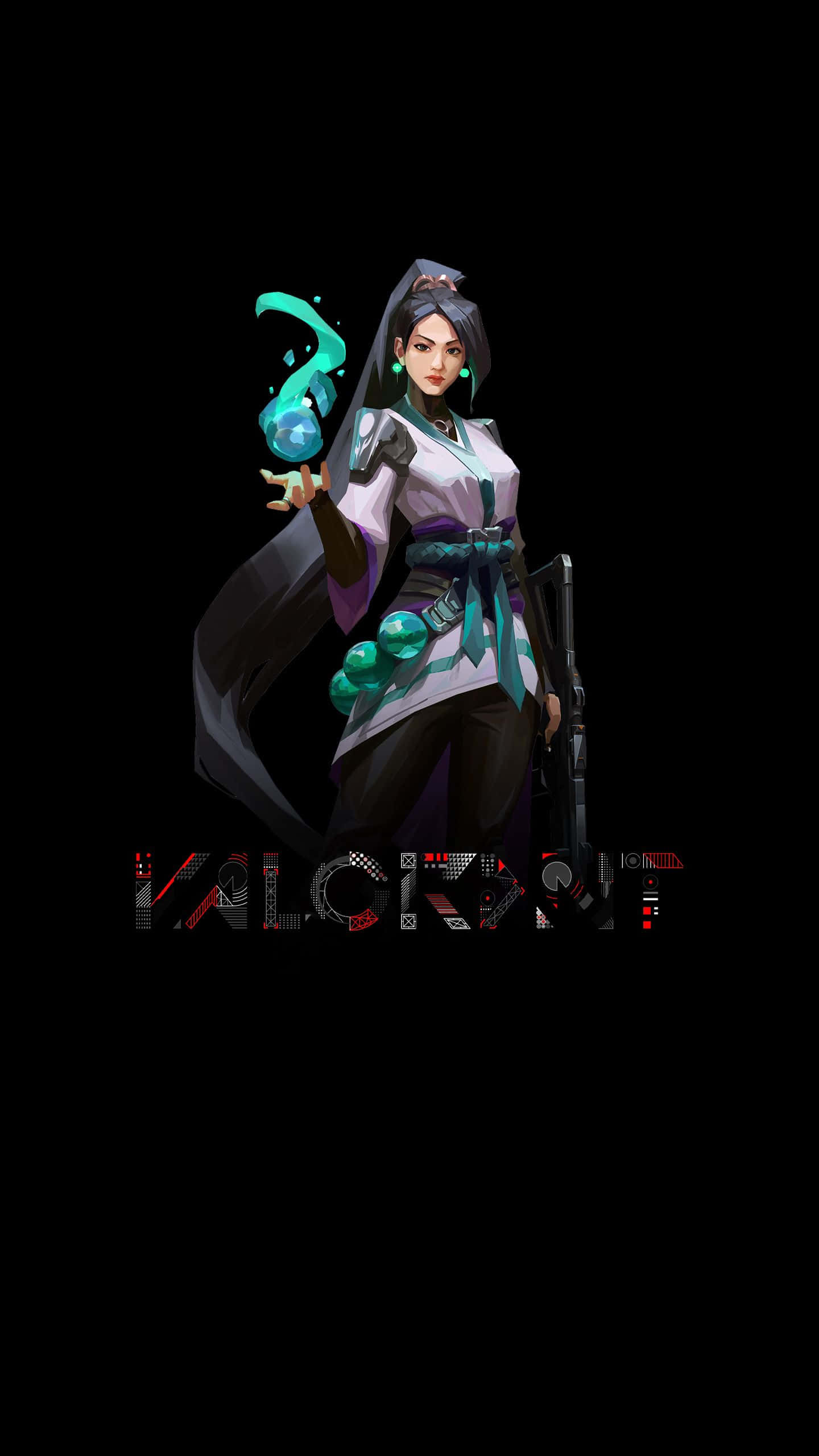 Valorant Sage, dark hair, teal glowing magic, 2K Phone Wallpaper