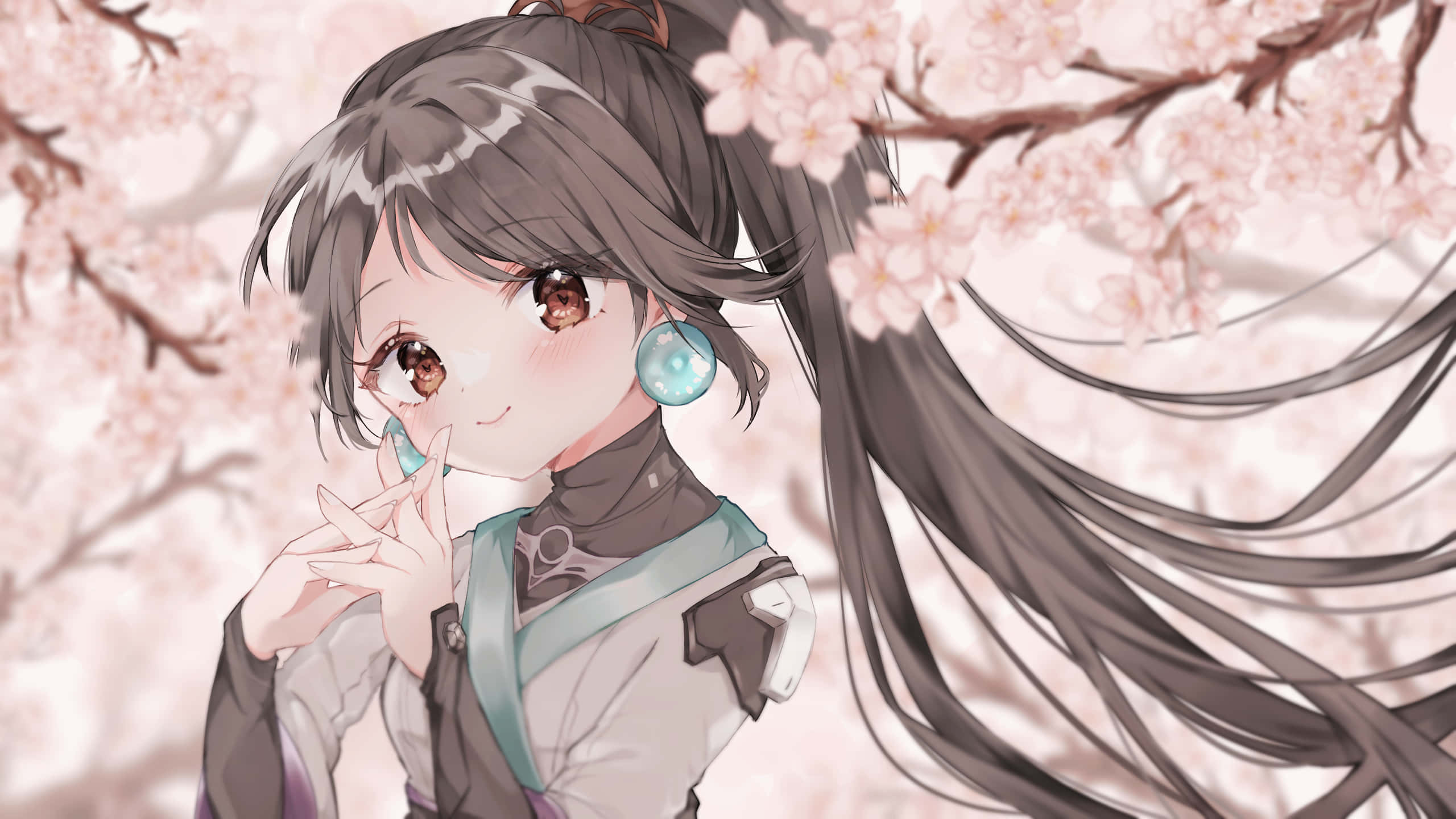 Valorant Sage, anime girl, long dark hair, 2K Desktop Wallpaper