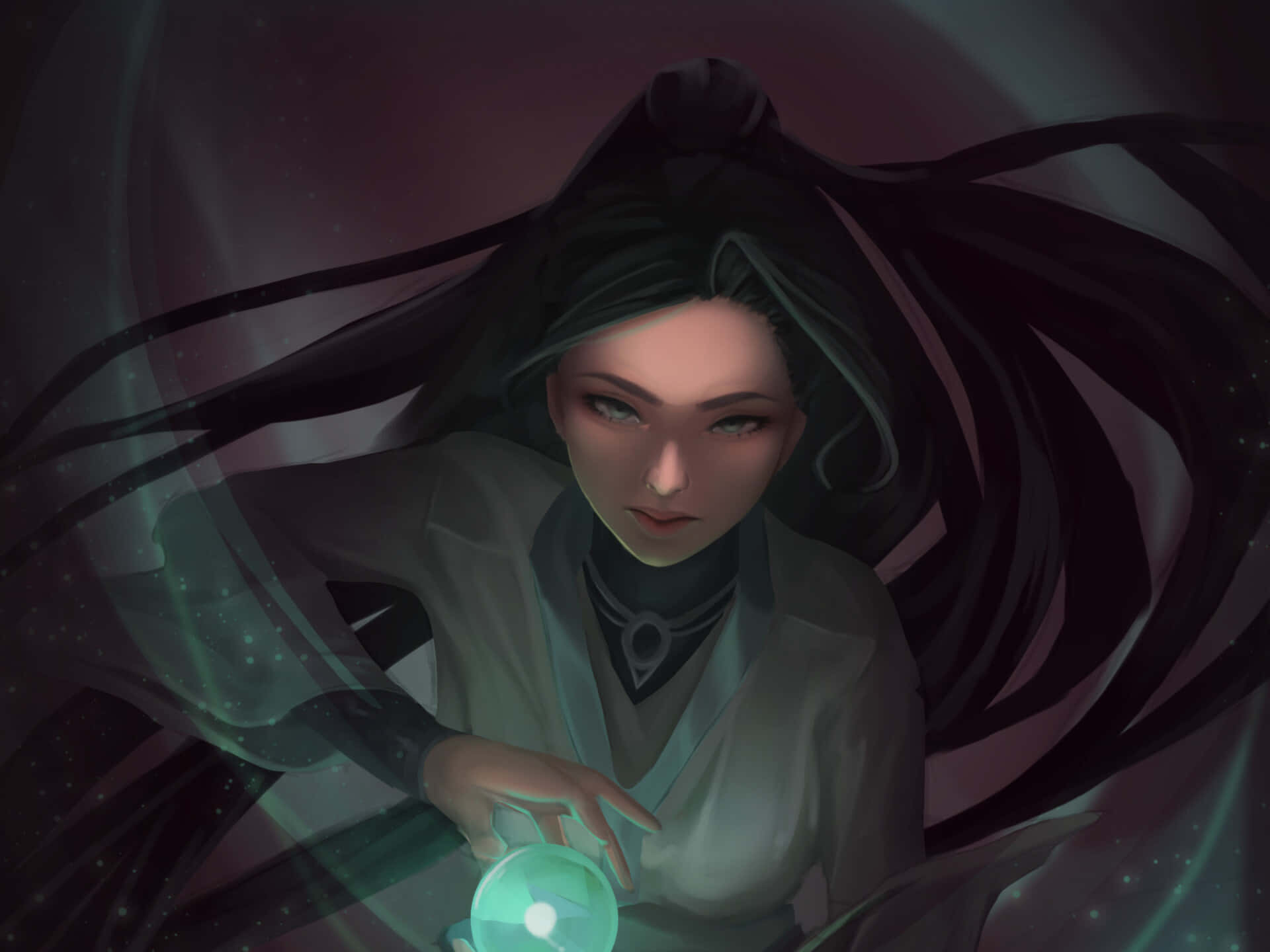 Valorant Sage, anime woman, flowing dark hair, Full HD Desktop Wallpaper