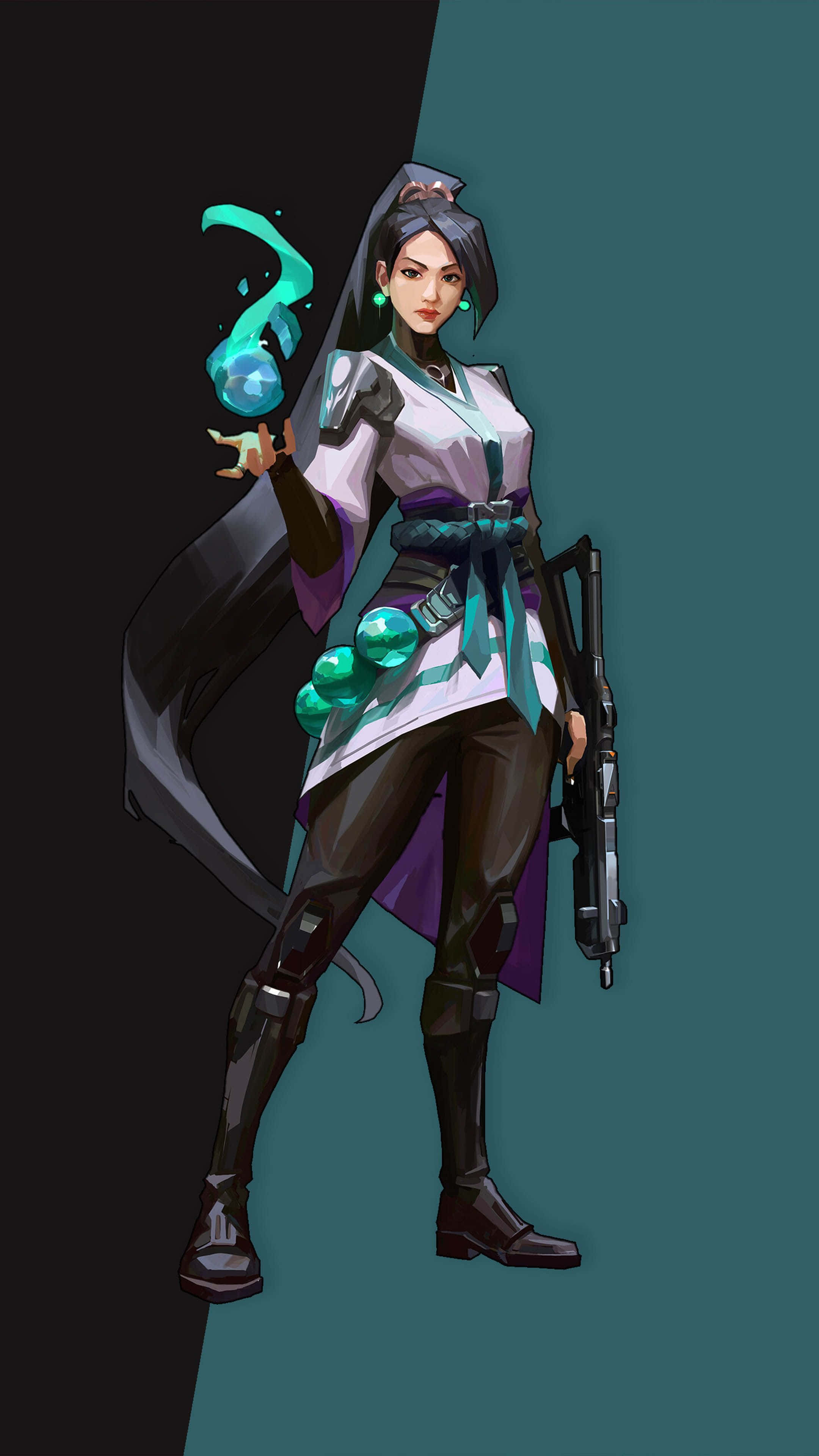Valorant, Sage, white and purple armor, 4K Phone Wallpaper