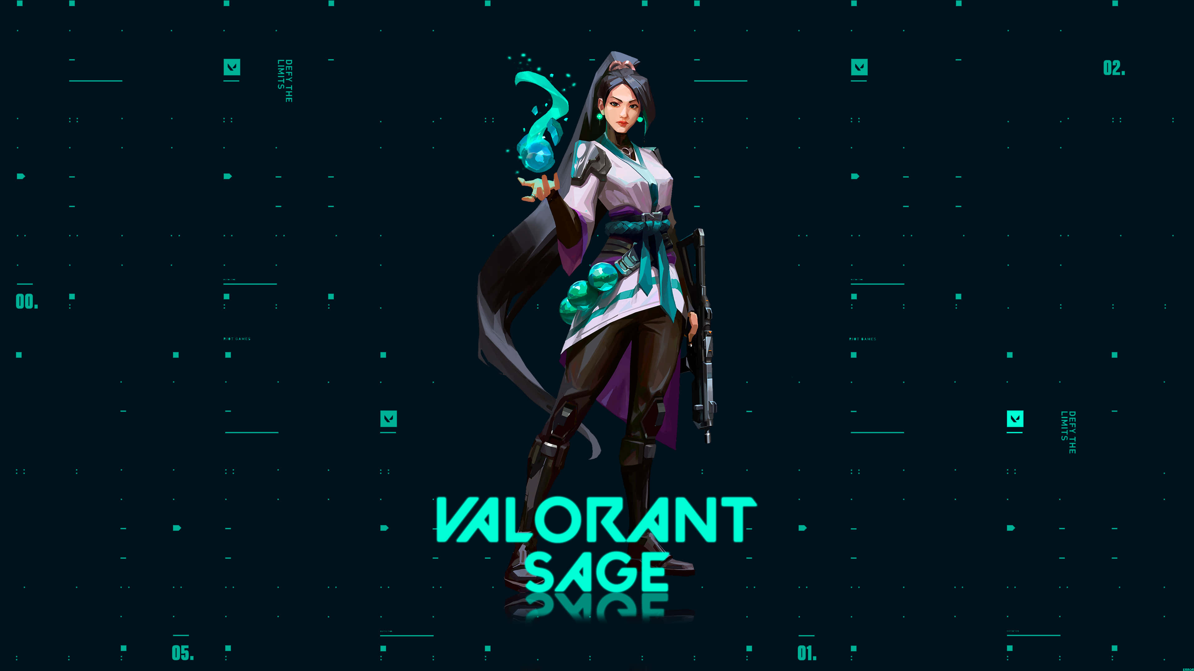 Valorant, Sage, glowing cyan orbs, 4K Desktop Wallpaper