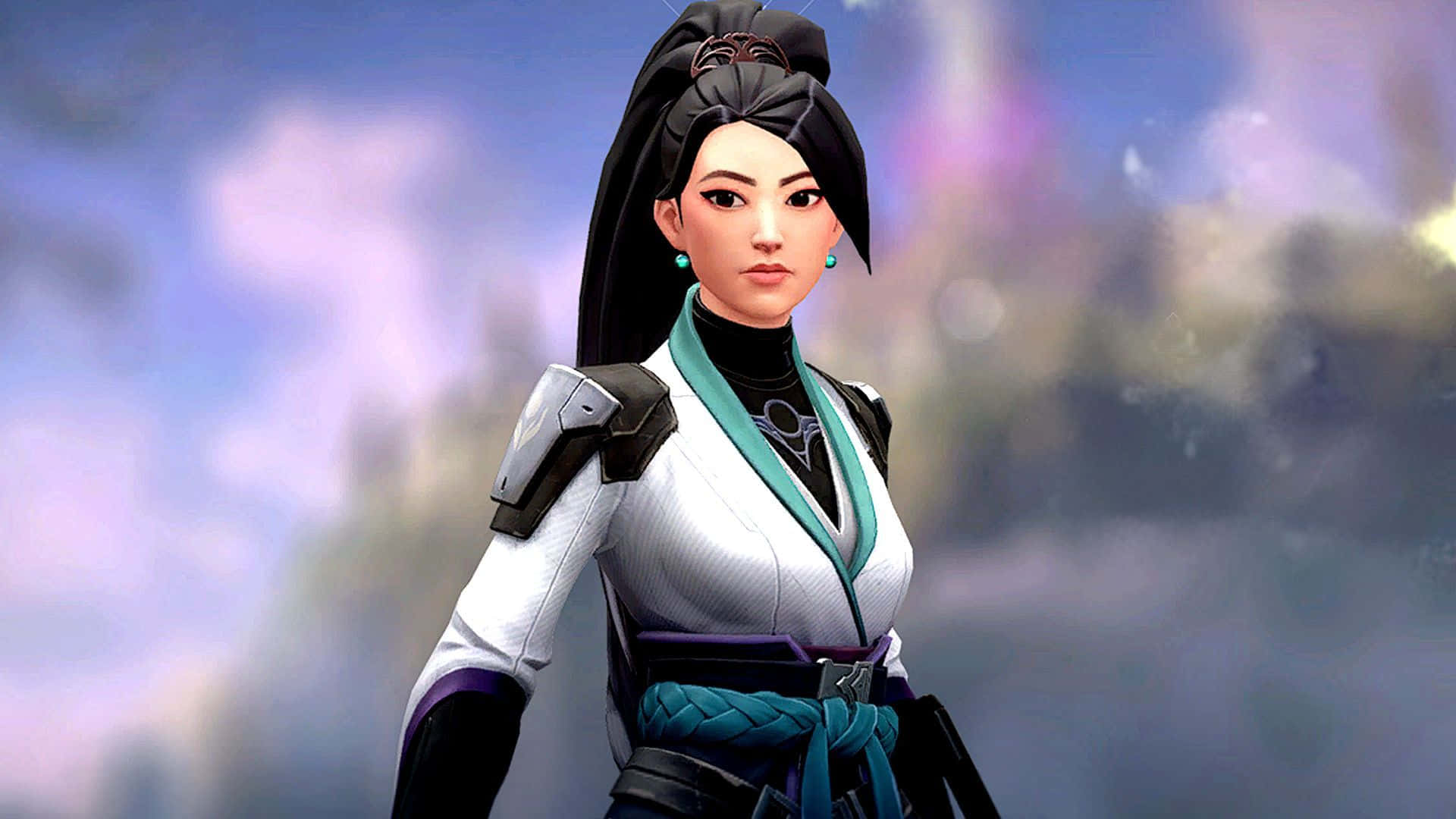 Valorant Sage, anime-style warrior, black hair, Full HD Desktop Wallpaper