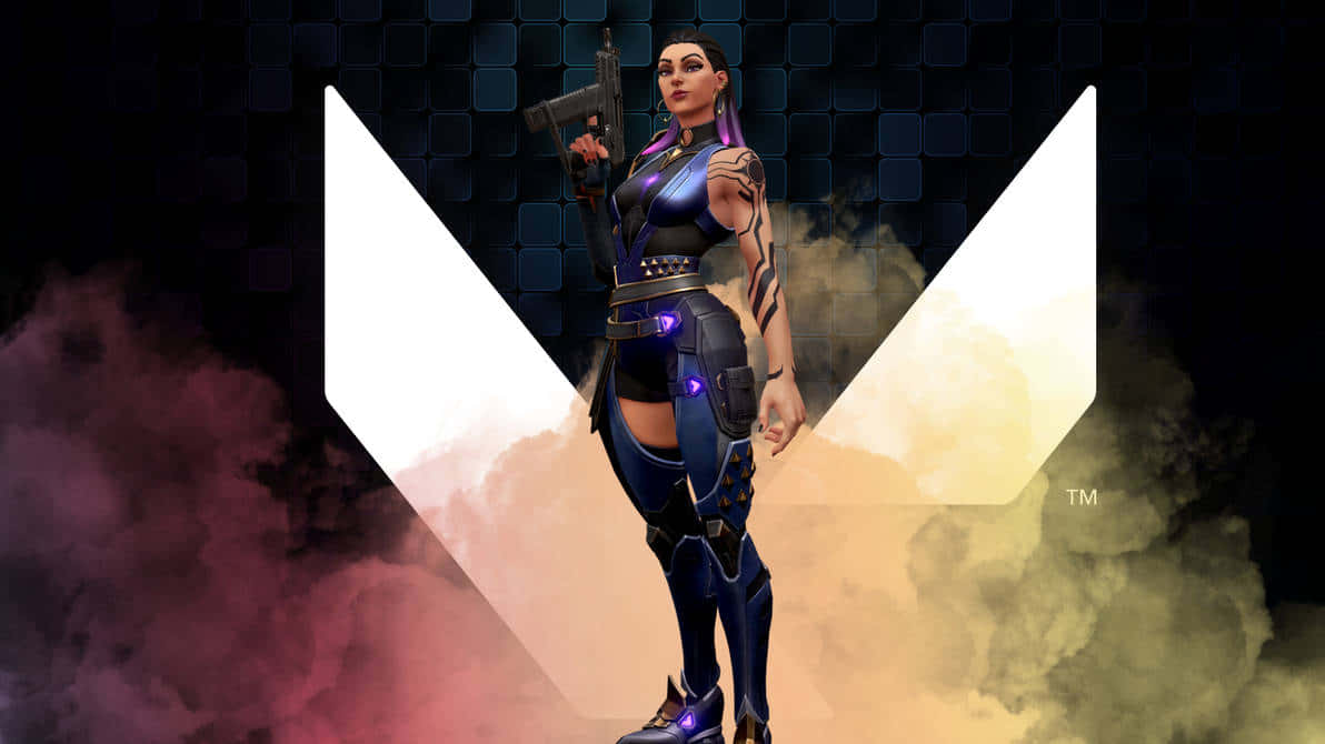 Valorant, cyberpunk female soldier, blue armor, SD Desktop Wallpaper