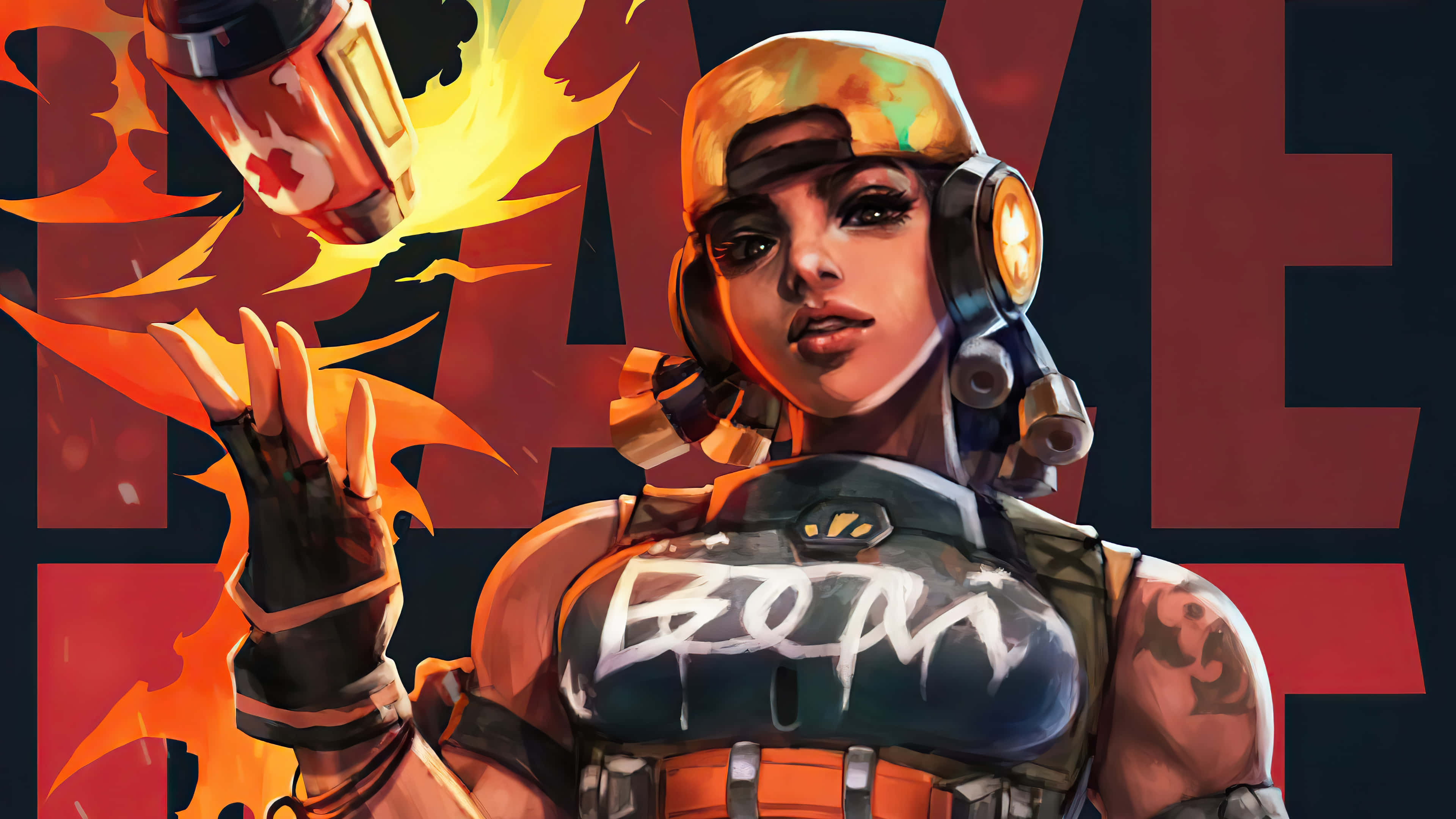 Valorant, explosive character, flaming grenade, 4K Desktop Wallpaper
