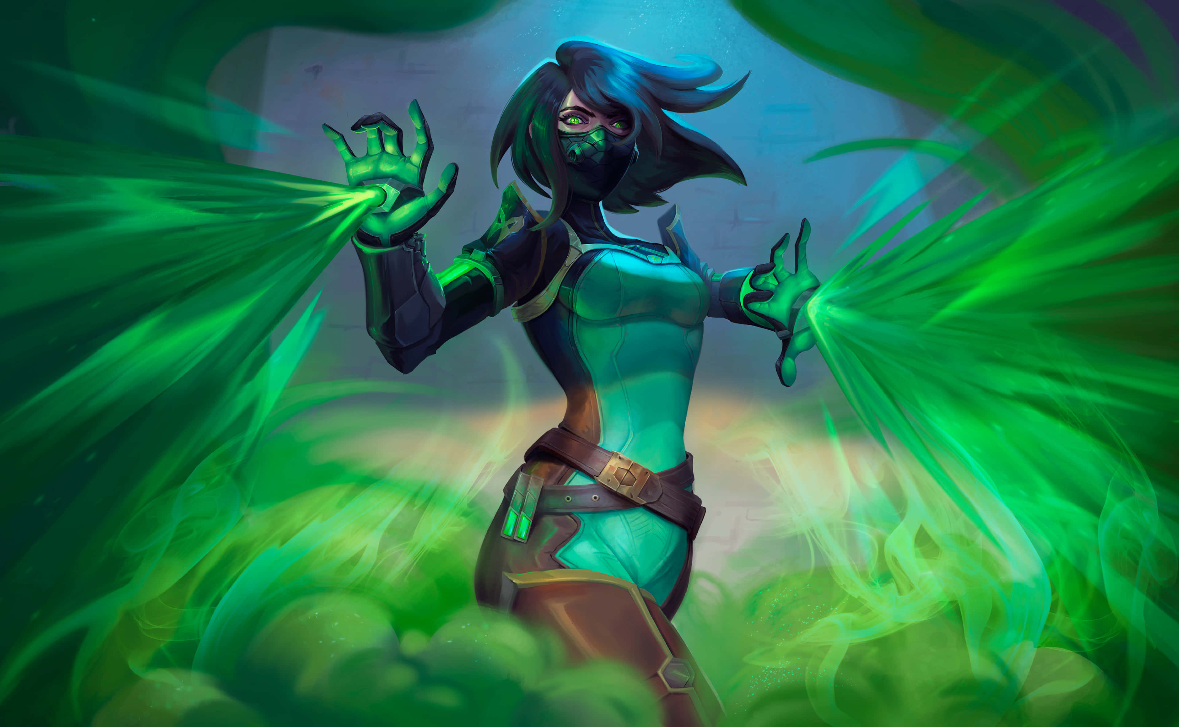 Valorant, green energy, teal armor, 4K Desktop Wallpaper