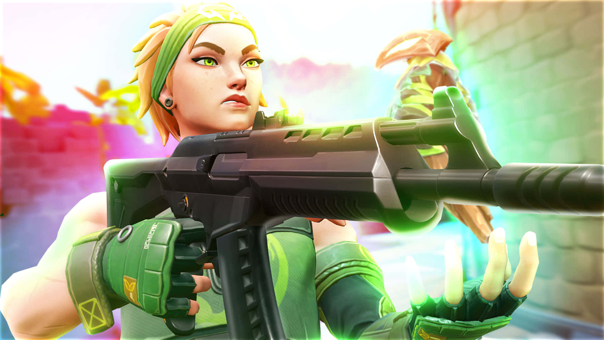 Valorant, agent, futuristic rifle, Full HD Desktop Wallpaper