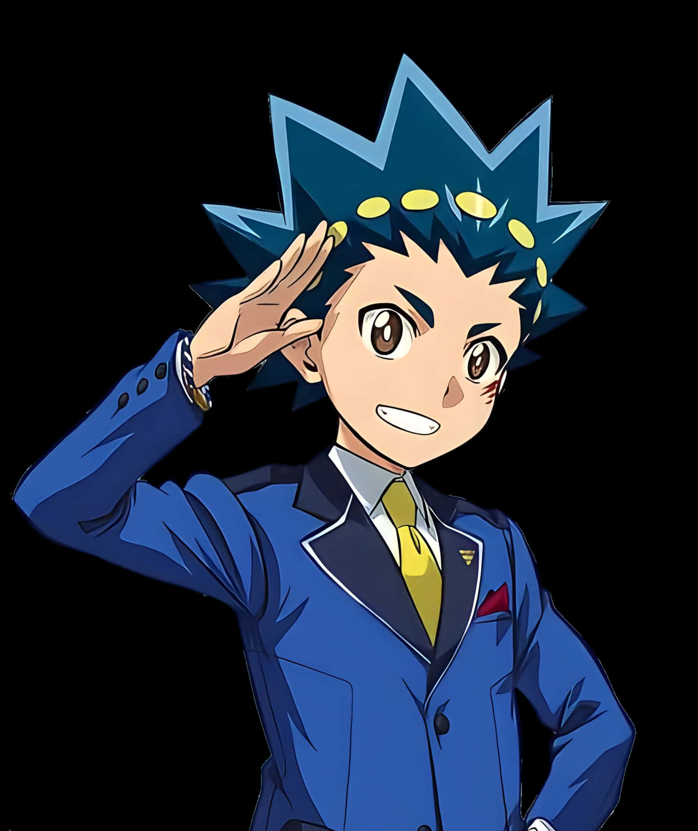 Valt Aoi, spiky blue hair, yellow dots, HD Phone Wallpaper
