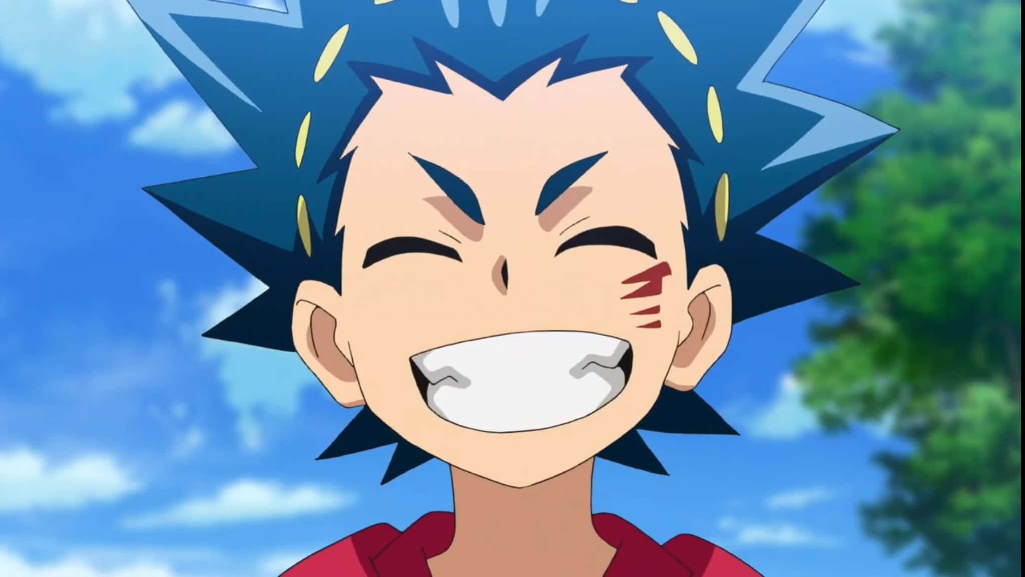 Valt Aoi, spiky blue hair, red cheek mark, Full HD Desktop Wallpaper