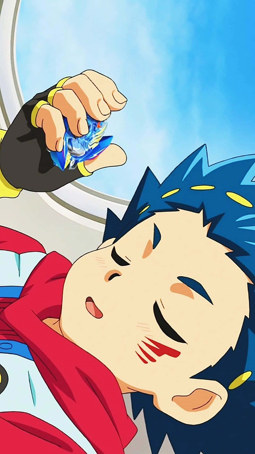 Valt Aoi, blue Beyblade launcher, blue spiky hair, Full HD Phone Wallpaper
