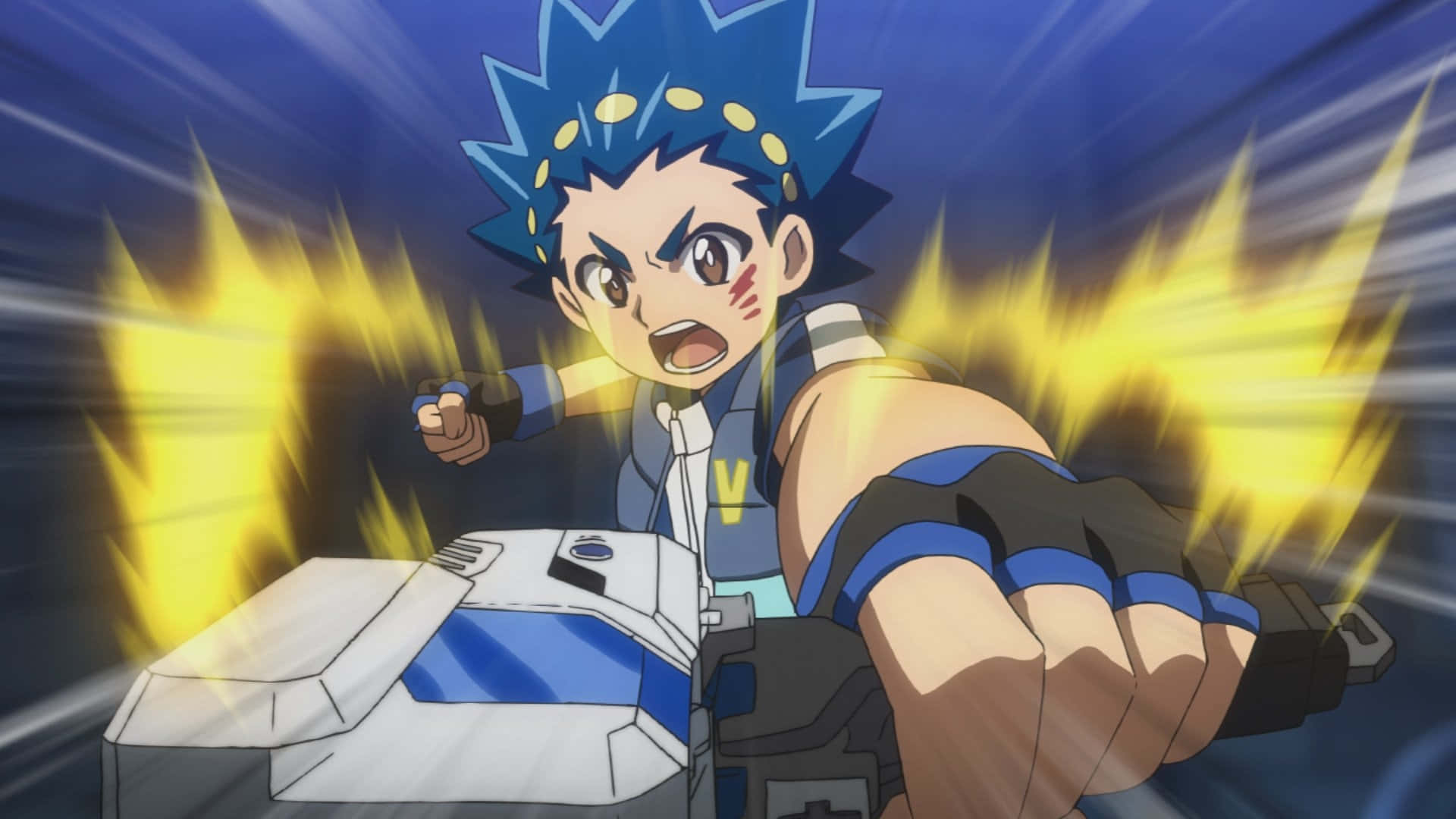 Valt Aoi, blue spiky hair, yellow streaks, Full HD Desktop Wallpaper