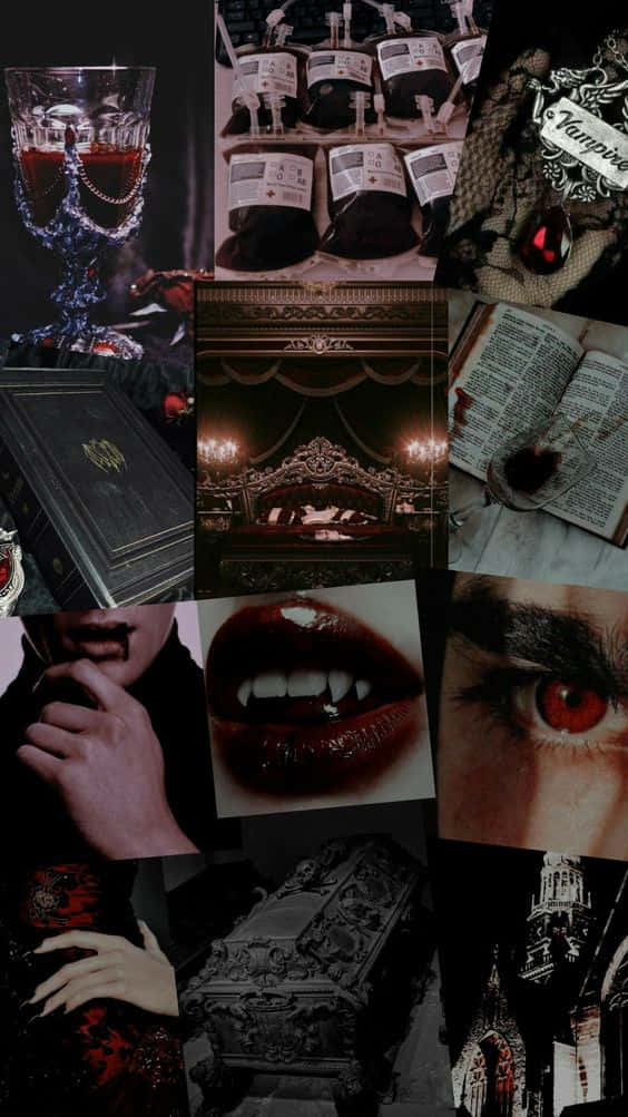vampire motifs, fangs, red eyes, SD Phone Wallpaper
