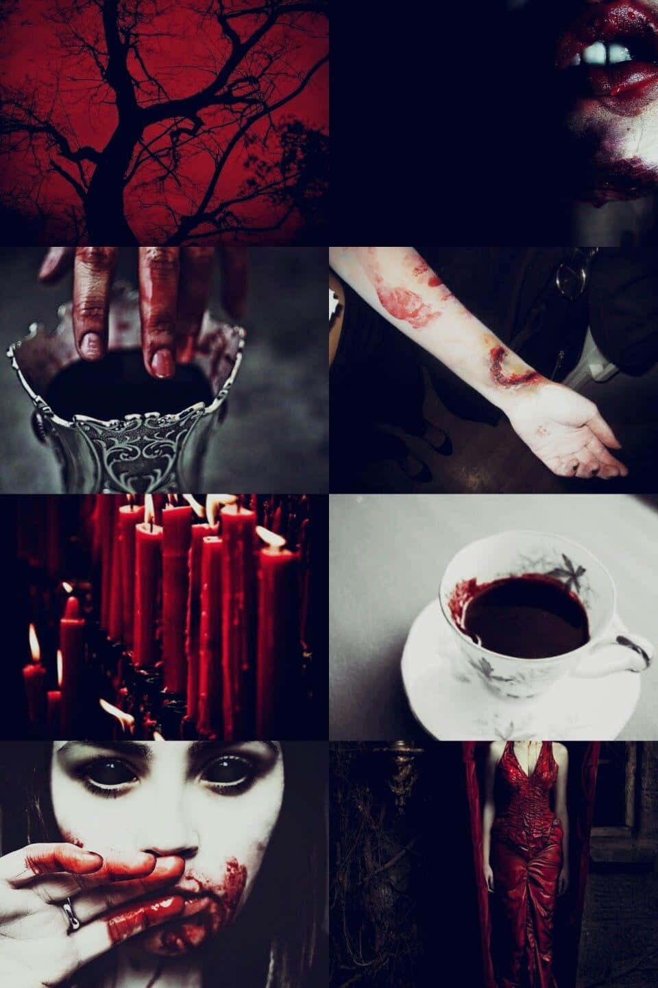 Night, crimson sky, bloodied hands, HD Phone Wallpaper