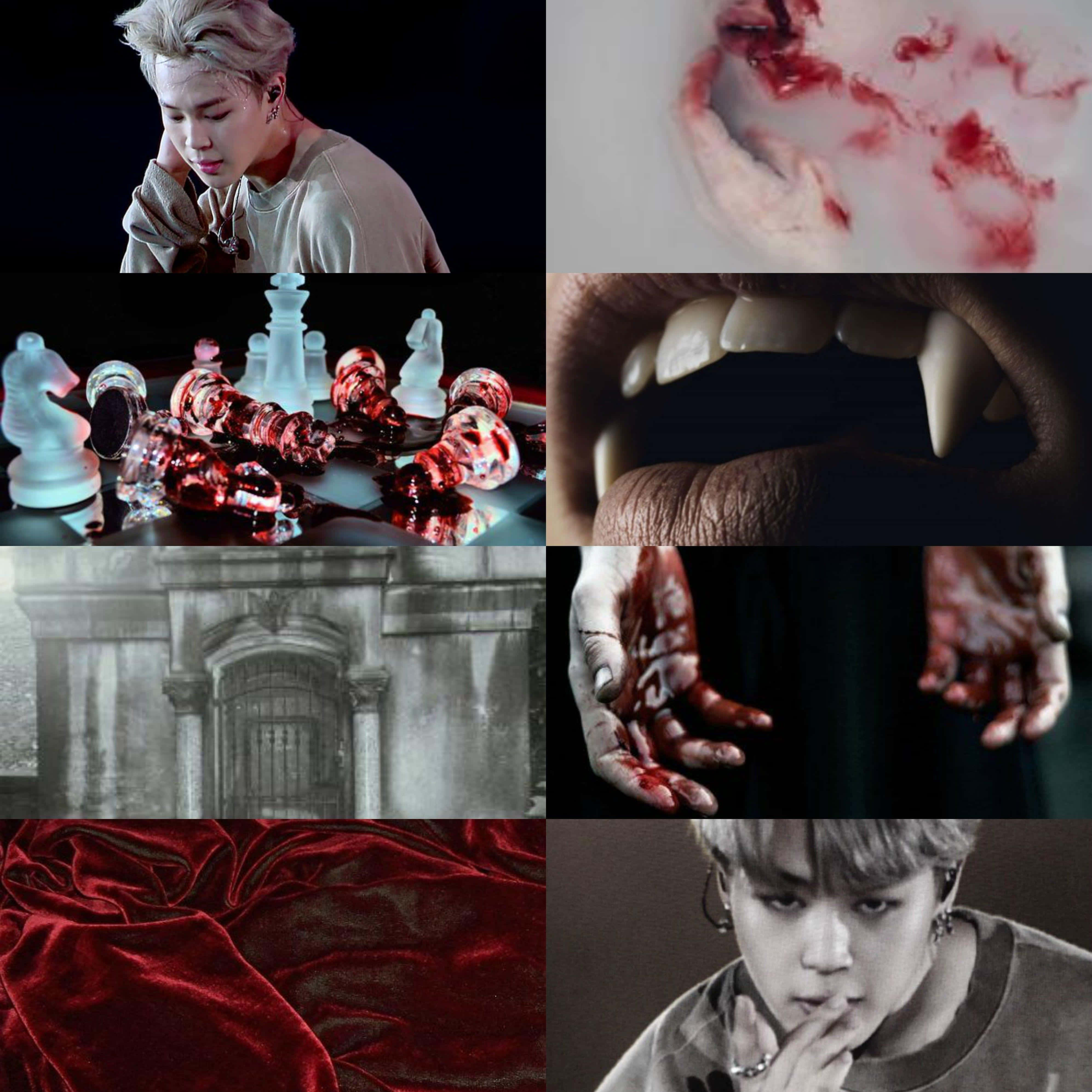 Vampire Aesthetic, bloodied fangs, hands, 4K Desktop Wallpaper