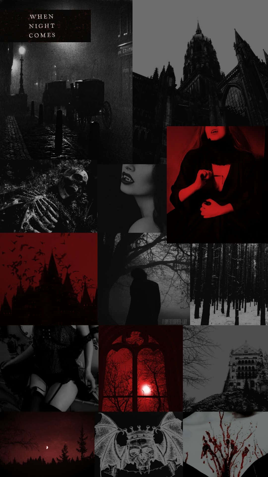 Vampire Aesthetic, red-lit figures, haunted forests, Full HD Phone Wallpaper