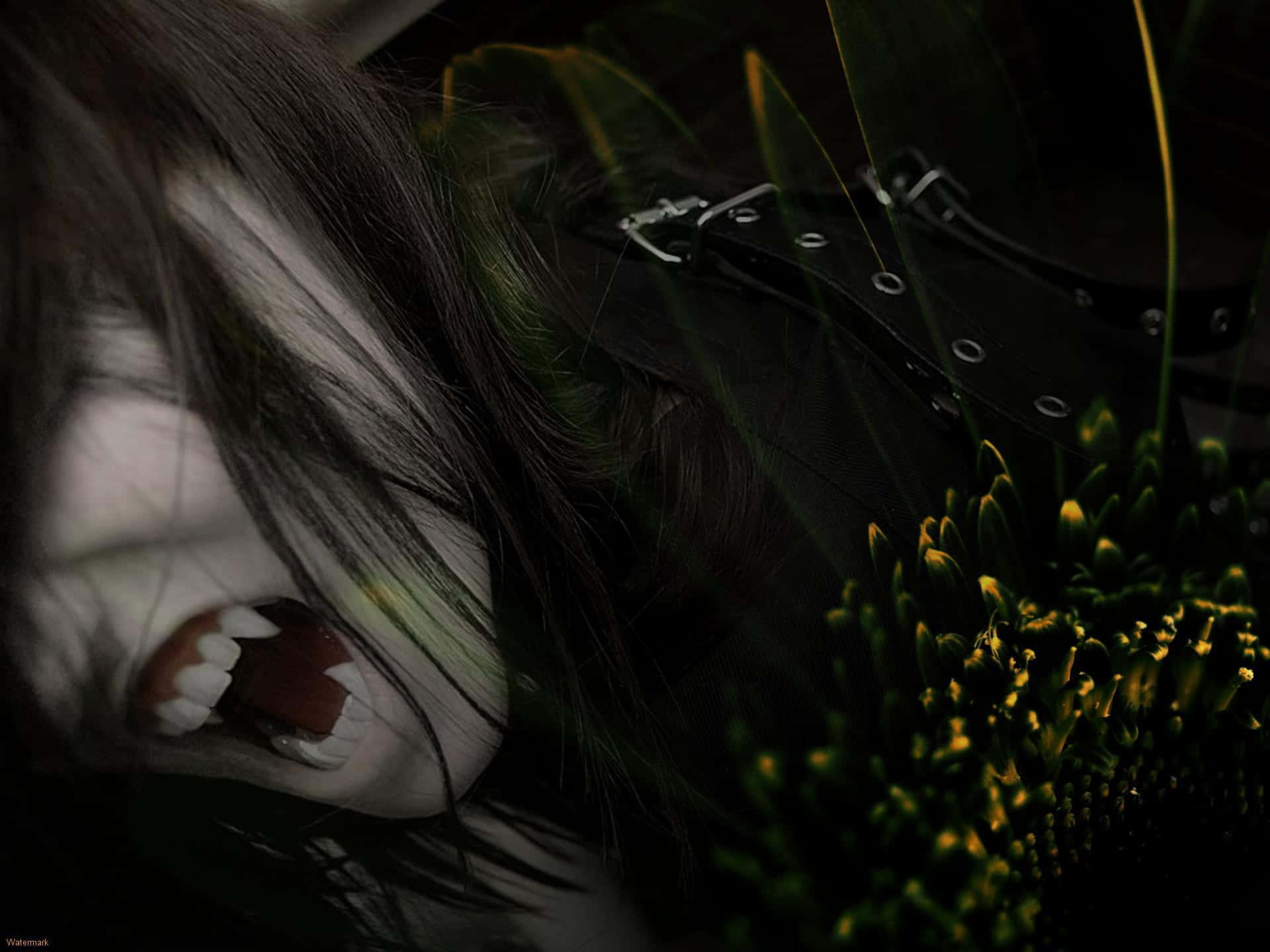 vampire aesthetic, pale vampire woman, fangs, Full HD Desktop Wallpaper