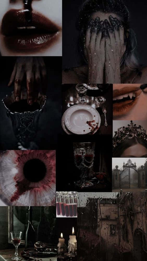 Vampire Aesthetic, gothic collage, bloodied lips, SD Phone Wallpaper