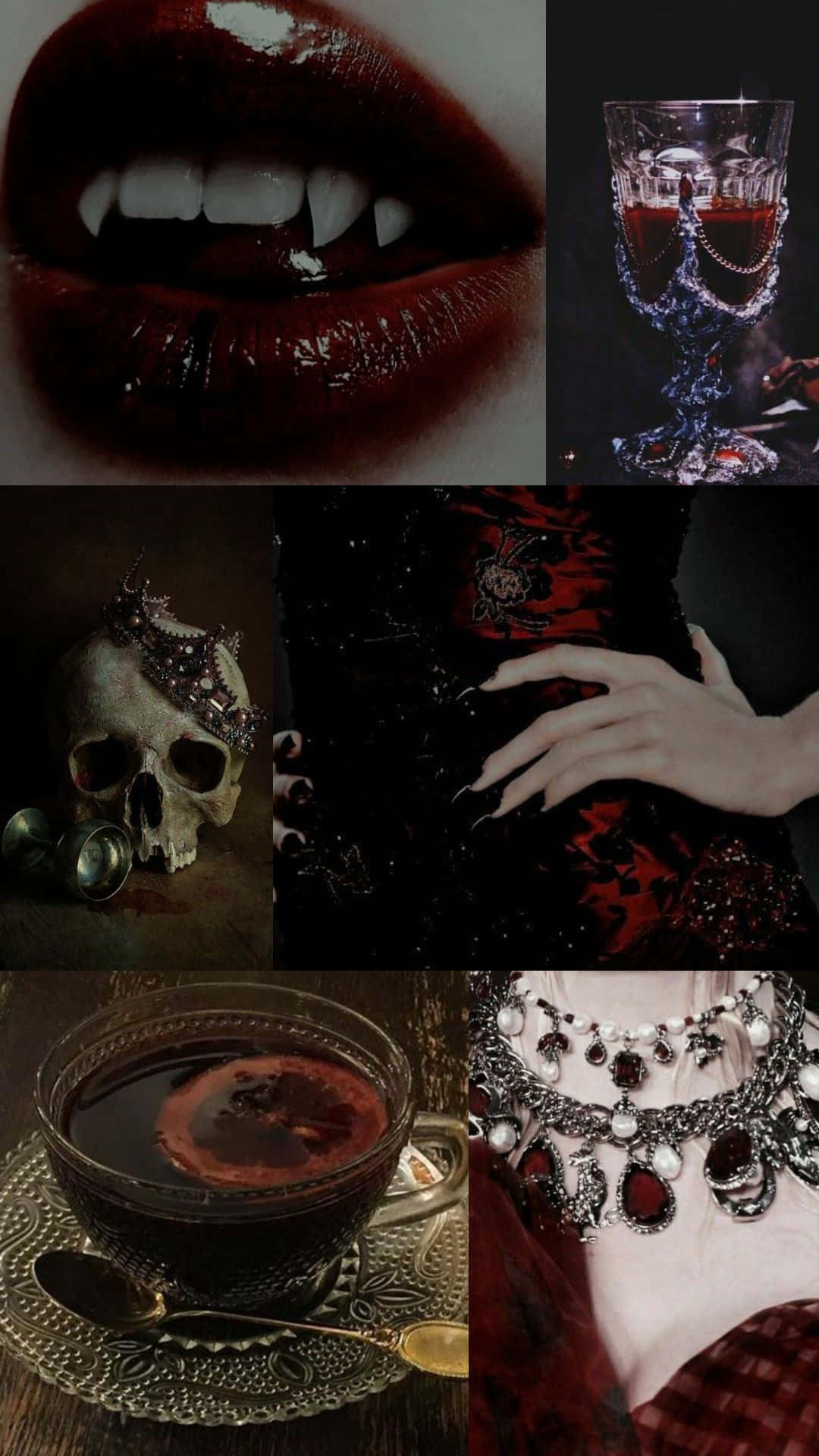 vampire lips, ornate skull, velvet-clad hand, Full HD Phone Wallpaper