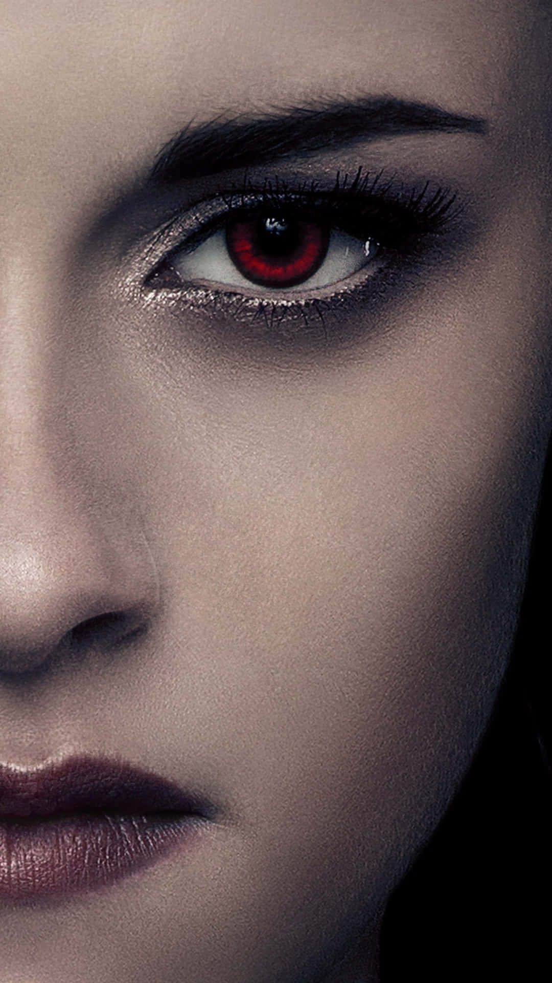 red eyes, dark smoky makeup, black background, Full HD Phone Wallpaper