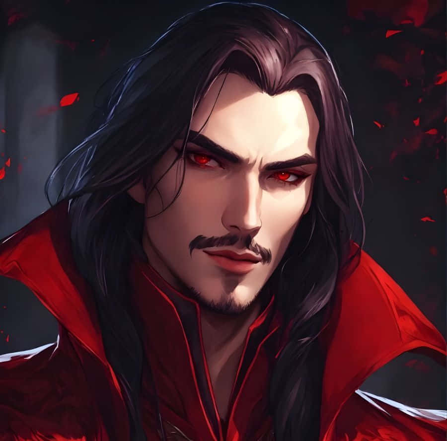 Dark Vampire Avatar, anime-style man, long black hair, SD Desktop Wallpaper