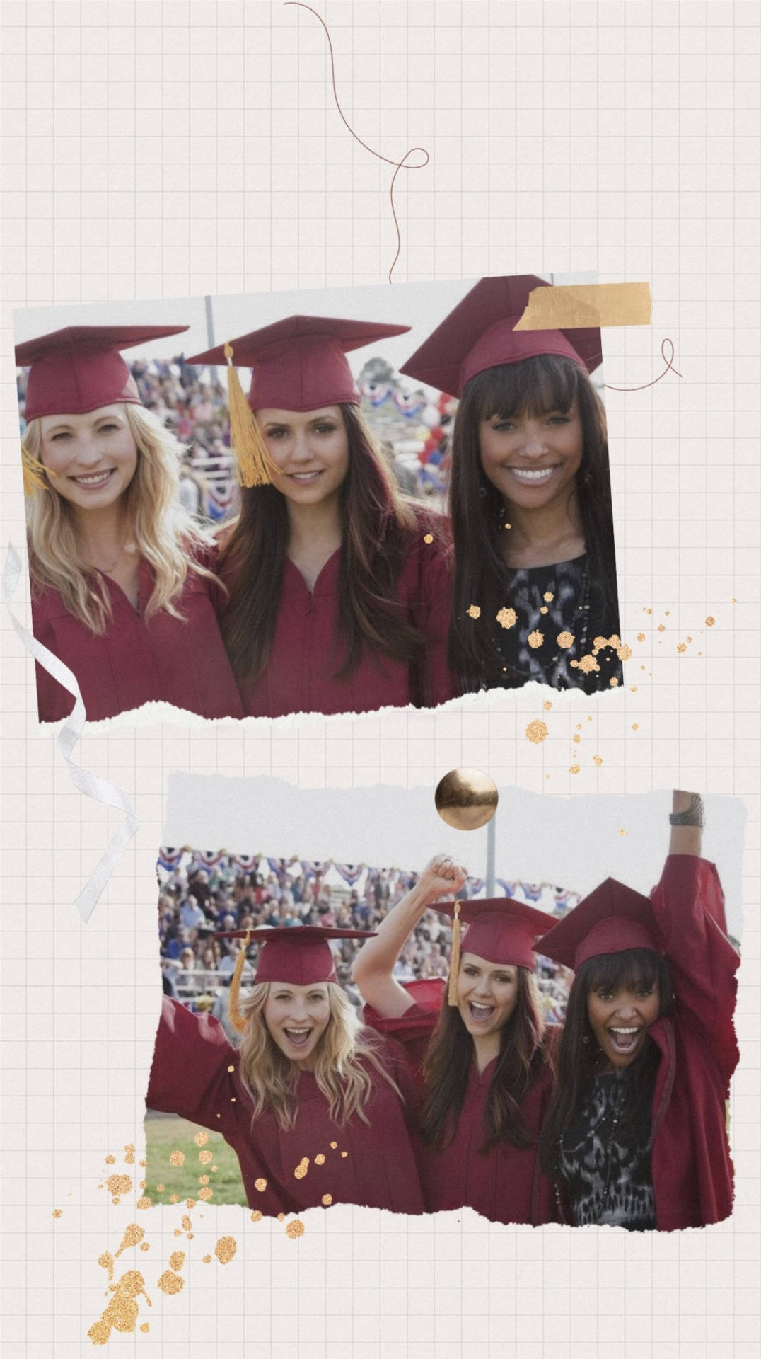 Vampire Diaries, graduation, maroon caps and gowns, Full HD Phone Wallpaper