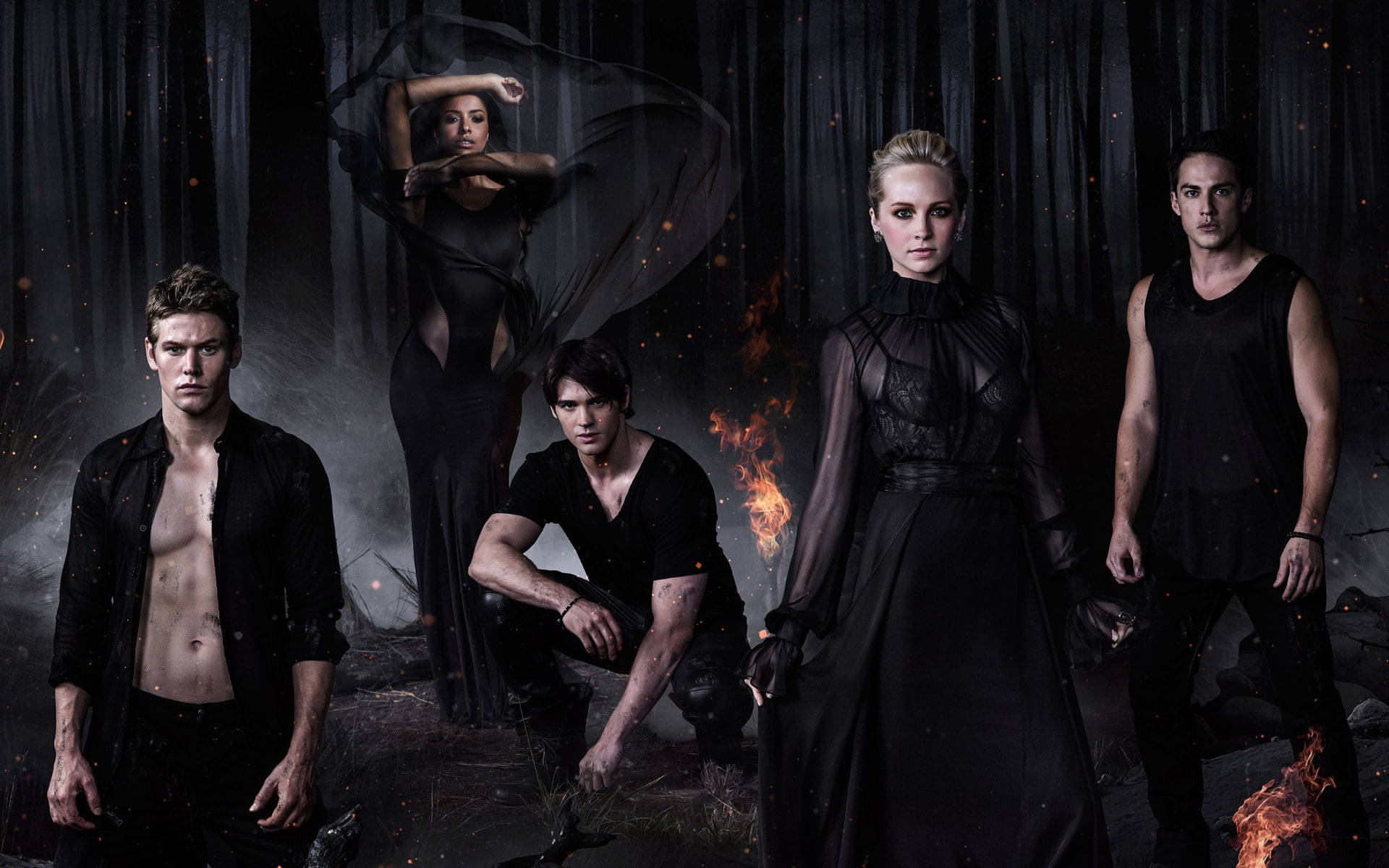 Vampire Diaries, black attire, smoke, Full HD Desktop Wallpaper