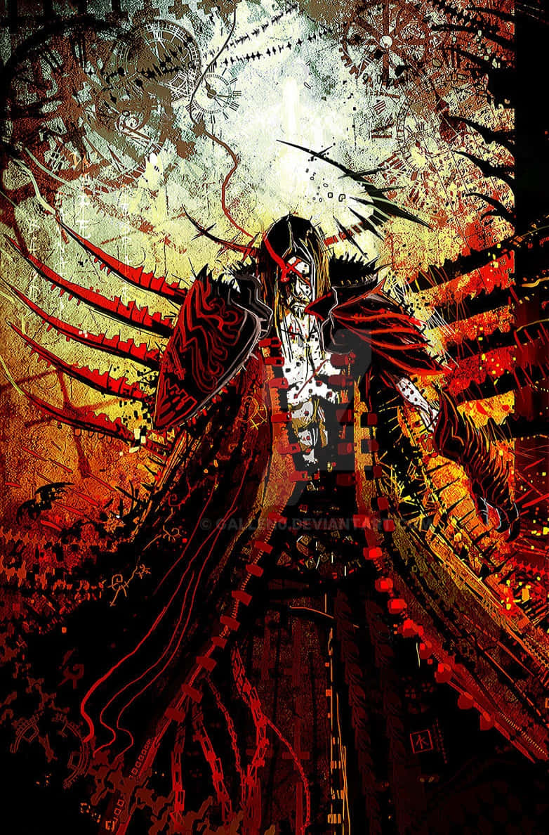 Vampire Lord, red wings, mechanical armor, SD Phone Wallpaper