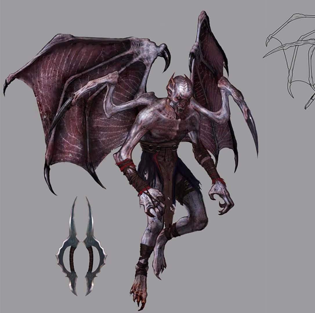 Vampire Lord, bat-like demon, leathery wings, SD Desktop Wallpaper