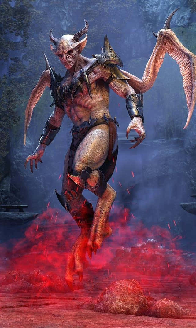 Vampire Lord, horned demon, bat-like wings, SD Phone Wallpaper