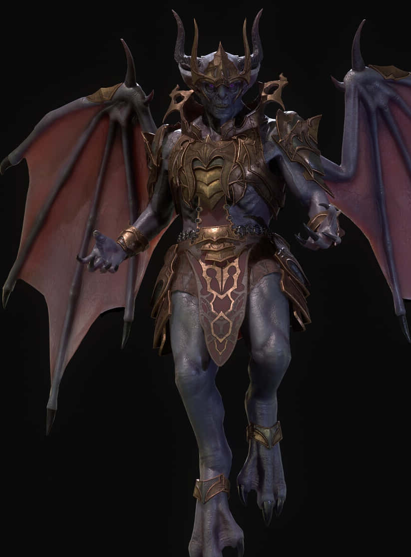 Vampire Lord, blue-skinned, golden armor, SD Phone Wallpaper