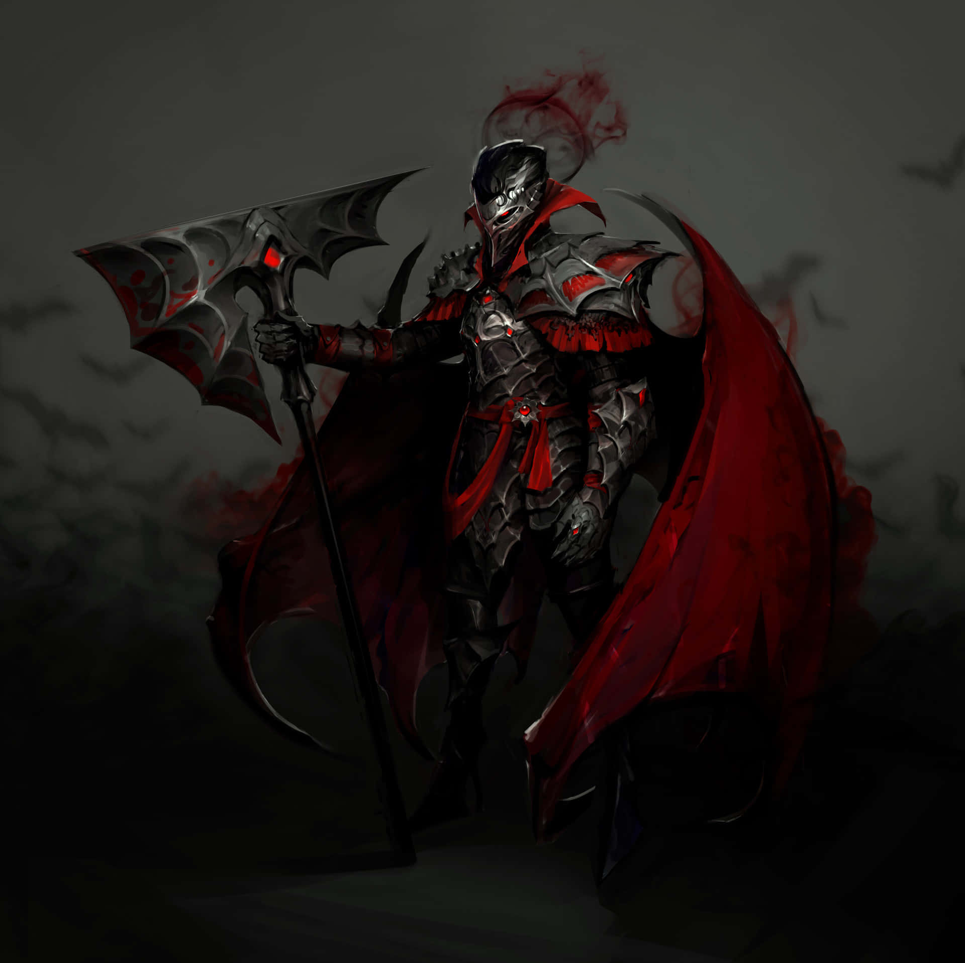 Vampire Lord, silver armor, red cape, Full HD Desktop Wallpaper
