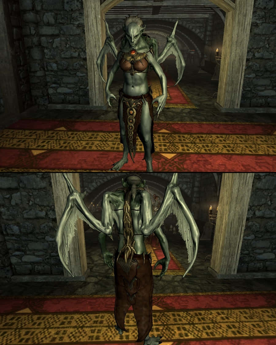 Vampire Lord, green-skinned, demonic female, SD Phone Wallpaper