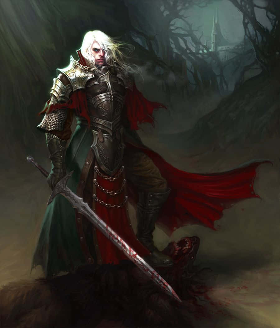 Vampire Lord, pale knight, ornate armor, SD Phone Wallpaper