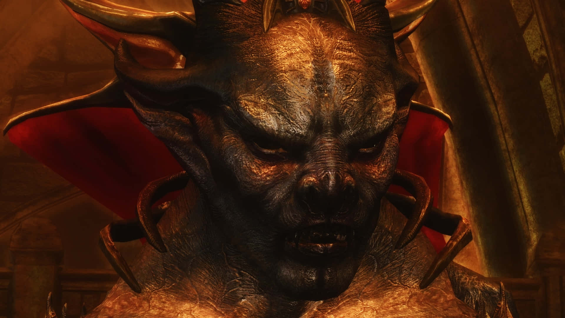 Vampire Lord, glowing eyes, red cape, Full HD Desktop Wallpaper